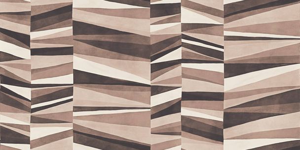 Senza soluzione di continuità Metà del secolo Moderni triangoli impilati modello di carta da parati. Astratto geometrico contemporaneo patchwork mosaico sfondo texture, senza tempo neutro toni caldi beige e marrone terra tavolozza dei colori - Foto, immagini