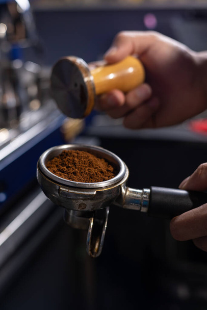 A bartender prepares coffee, close-up - Photo, image