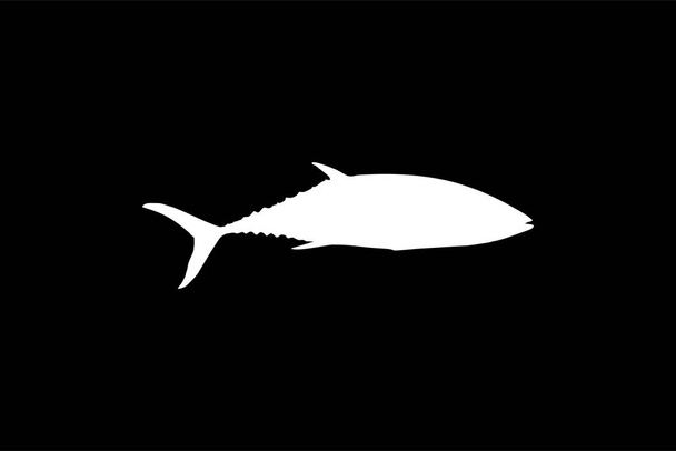 Płaska sylwetka ryb tuńczyka, może być używana do rysowania logo, ilustracji sztuki, piktogramu, strony internetowej lub elementów graficznych. Ilustracja wektora - Wektor, obraz
