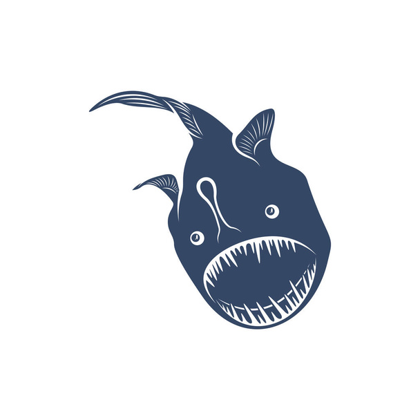 Syvänmeren kalavektorin kuvitussuunnittelu. Syvänmeren kalojen logon suunnittelumalli. - Vektori, kuva