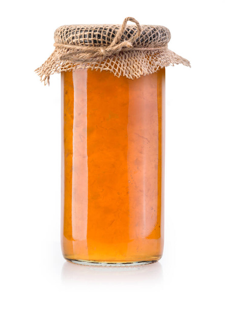 meruňkový džem, izolované na bílém pozadí  - Fotografie, Obrázek