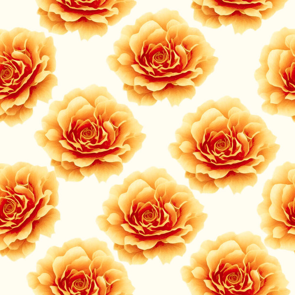 Hermosas flores naranjas acuarela patrones sin costura - Vector, Imagen