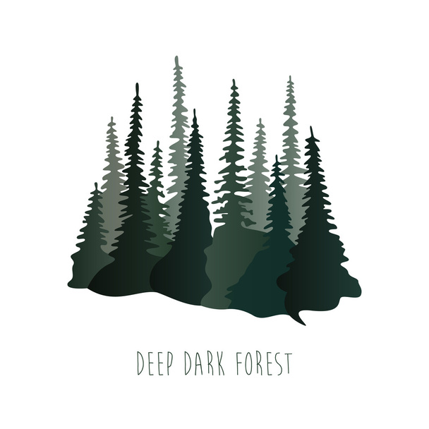 diepe donkere bos - Vector, afbeelding