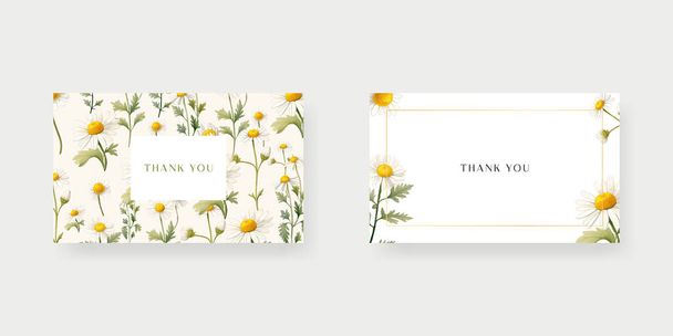 Thank you card template. Set of wedding invitation card template design. Vector decorative design background. - Vector, Image