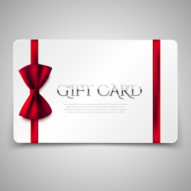 Gift card with red bow - Vektori, kuva