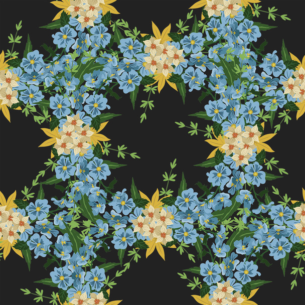 Vector pattern with different flowers - Vetor, Imagem