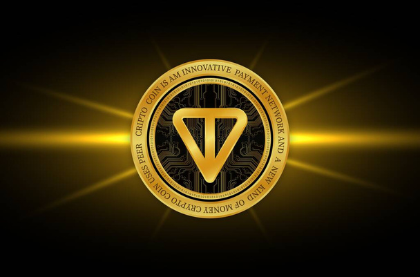 toncoin-ton virtual currency images on digital background. 3d illustrations. - Photo, Image