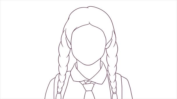 Energetic Schoolmeisje in uniform, hand getekend stijl vector illustratie - Vector, afbeelding