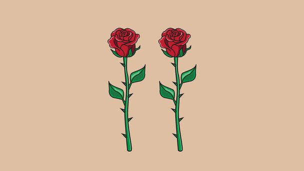 Červená růže květinový obrys vektor ilustrace - Vektor, obrázek