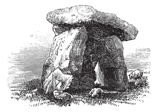 dolmen nebo portálu hrobku nebo portálu hrob, vintage gravírování - Vektor, obrázek