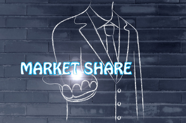Business man holding the word Market Share - Foto, Imagen