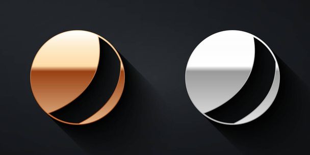 Gold and silver Beach ball icon isolated on black background. Children toy. Long shadow style. Vector - Vector, Image