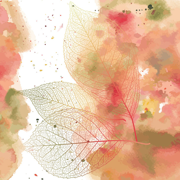 Kasvitieteellinen taide tapetti kultainen syksyllä. Moderni luova muotoilu akvarelli rakenne sisustus, bannerit, ja tulostaa. Vektoriesimerkki. - Vektori, kuva