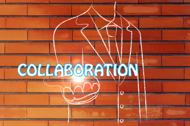 Business man holding the word Collaboration - Foto, imagen