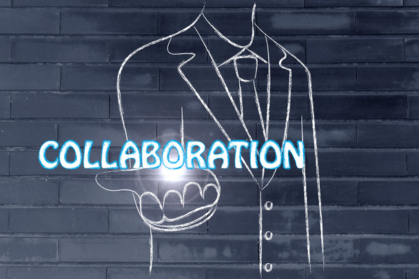 Business man holding the word Collaboration - Photo, Image