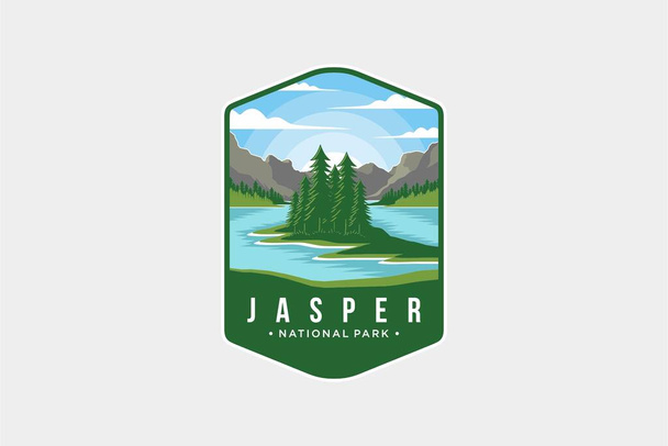 Jasper National Park embleem patch logo illustratie - Vector, afbeelding