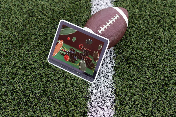 Smart phone as football field, watch online, bet online concept, 3d rendering - Photo, Image