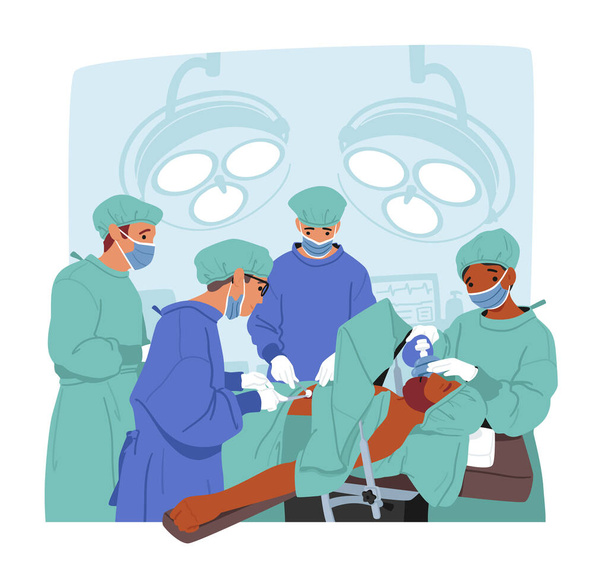 外科医キャラクターチームは,正確な演習を実行します, 削除または問題を修復, そして,成功した手術と患者の回復を確保するために,高度な技術を使用します. 漫画 人 ベクター イラスト - ベクター画像