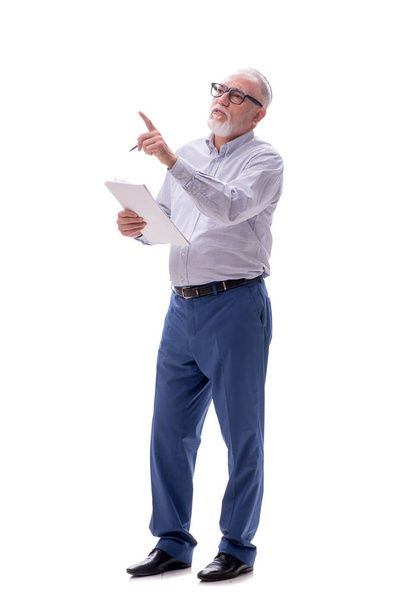 Régi főnök olvasás papír elszigetelt fehér - Fotó, kép