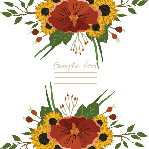 Vector picture with different flowers - Vetor, Imagem