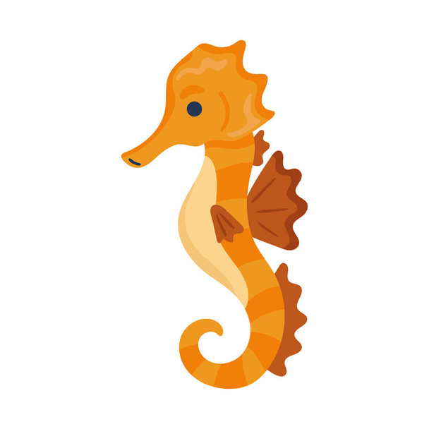 caballo de mar vida marina icono aislado - Vector, imagen