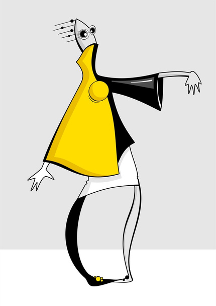 The girl-alien in brightly dress - Vector, Image