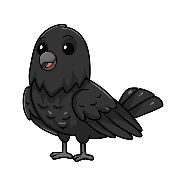 Ilustración vectorial de lindo pájaro cuervo de pie de dibujos animados - Vector, imagen