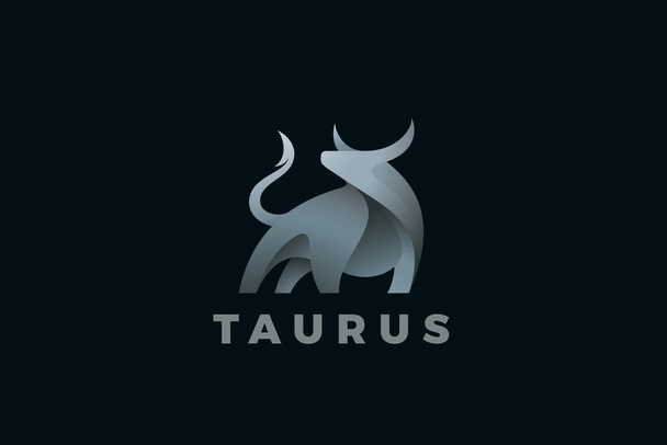 Bull Logo Taurus Abstract Elegant Metallic Statue Vector Design - Vetor, Imagem
