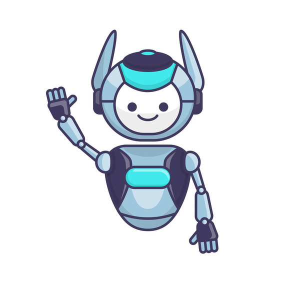 Robot character say Hi Hello vector illustration. Cute robot cartoon illustration - Vector, Image