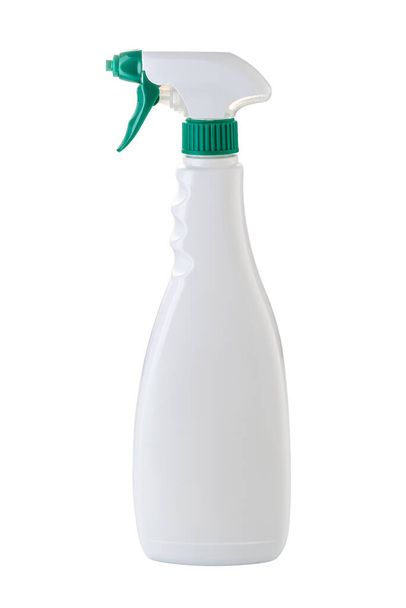 Fehér spray műanyag palack elszigetelt fehér nyírás útvonal tartalmazza - Fotó, kép