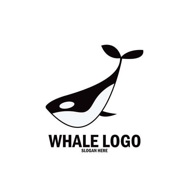 クジラシンプルなロゴアイコンベクトルイラストテンプレートデザイン - ベクター画像