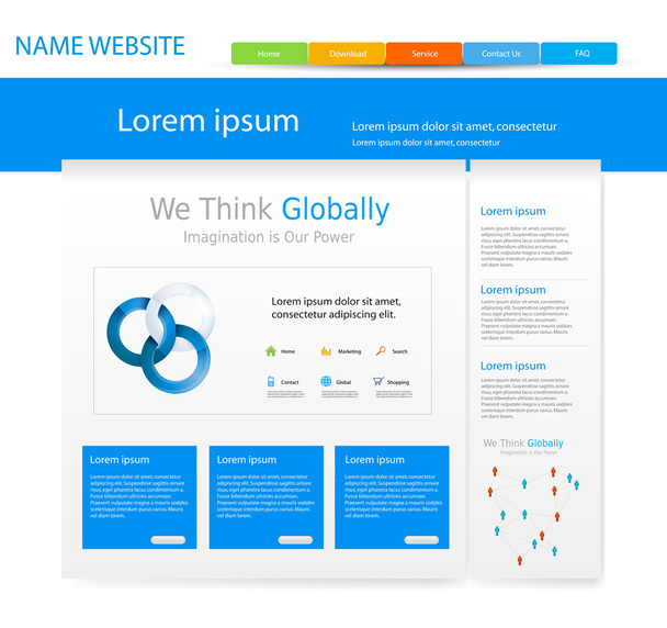 web design vector blue template, easy editable - Vektor, kép