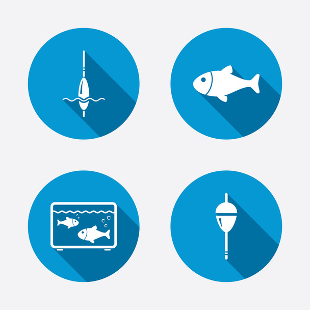 Fish with fishermen hook symbols - Vetor, Imagem