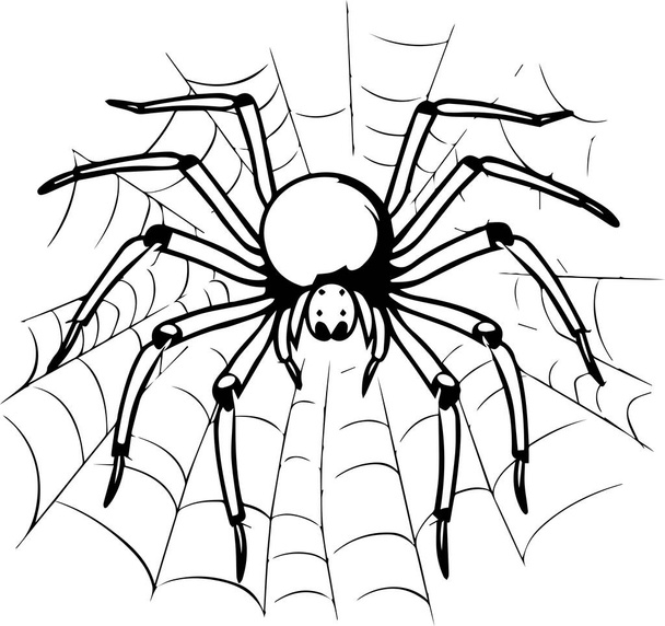 fekete pók, halloween ikon - Vektor, kép