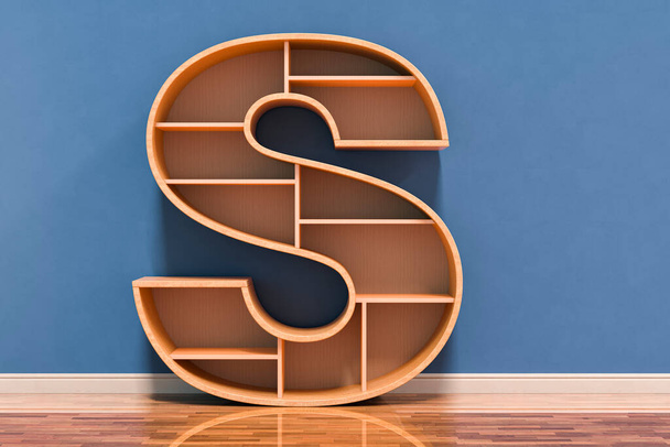 Γράμμα S ως ράφι στο εσωτερικό, 3D rendering - Φωτογραφία, εικόνα