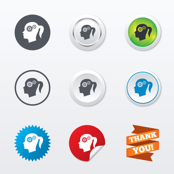 Head with gears sign icons - Vector, afbeelding