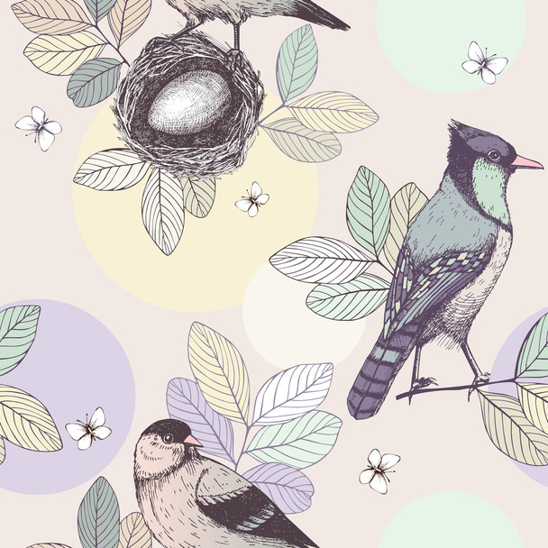 Seamless pattern with birds - Wektor, obraz