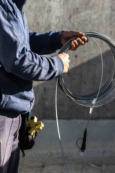 Empowering Digital Connections: Capturing Fiber Optic Installati - Photo, Image
