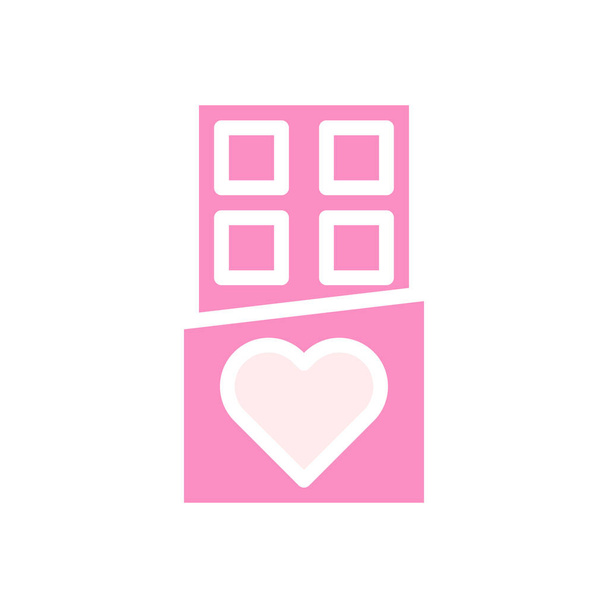 Schokolade Liebe Symbol soliden rosa weißen Stil Valentinstag Illustration Vektorelement und Symbol perfekt. - Vektor, Bild