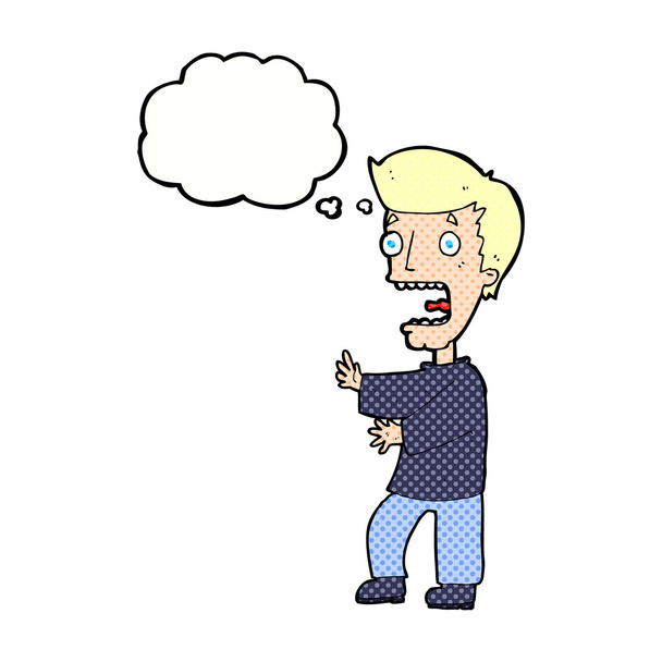 cartoon terrified man with thought bubble - Vector, Image
