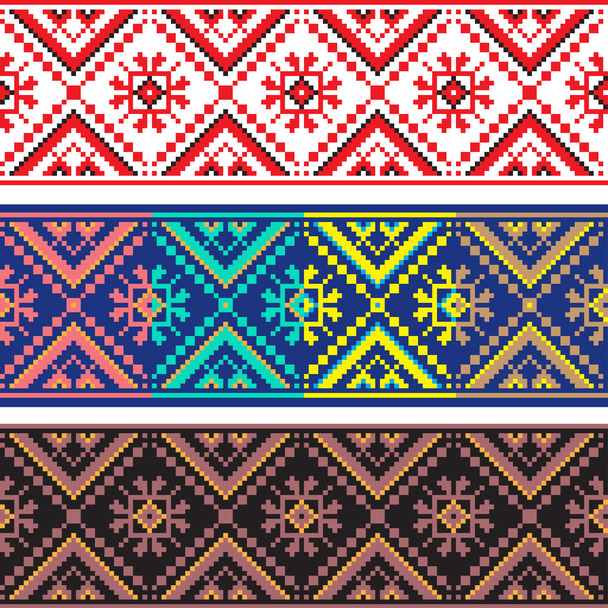異なる色の民族装飾パターンのセットです。ベクトル図 - ベクター画像