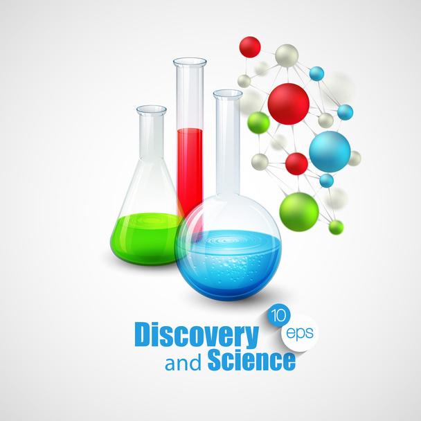 Chemische wetenschap en ontdekking. Vectorillustratie. Molecuul kolven - Vector, afbeelding