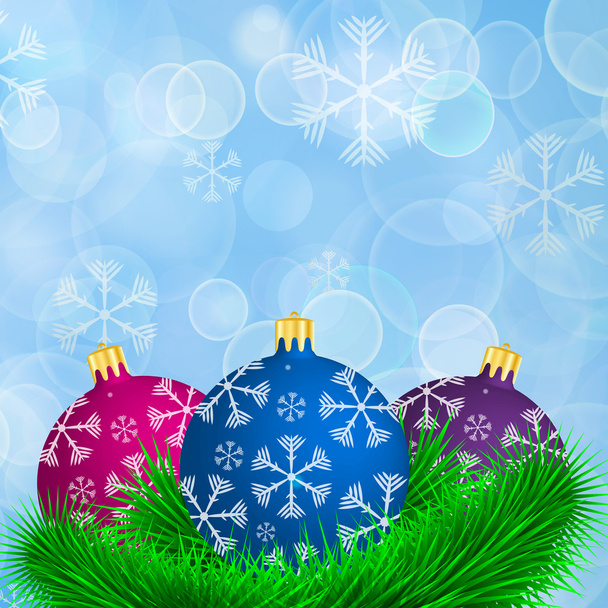 Kerst achtergrond met kerstballen - Vector, afbeelding