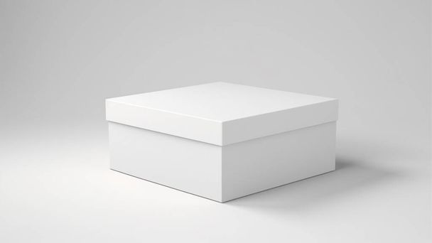 White closed box 3d mockup on the white background. - Photo, Image