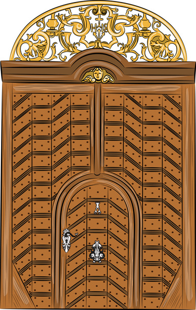 ベクトル ビンテージ木製ドア  - ベクター画像