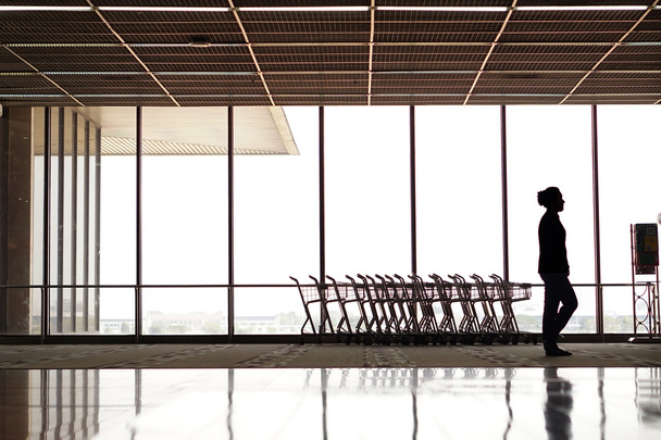 people silhouettes at airport - Photo, Image