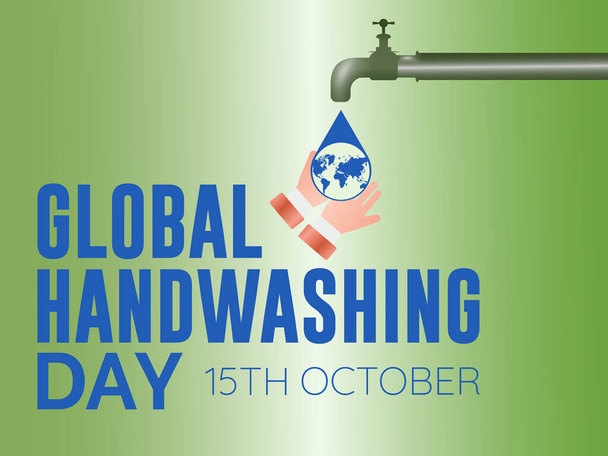 Maailmanlaajuinen käsienpesupäivä kannattaa puhtaita käsiä, ennaltaehkäisevää hoitoa ja terveellisempää maailmaa tietoisuuden ja koulutuksen kautta. Vektorin havainnollistamismalli. - Vektori, kuva