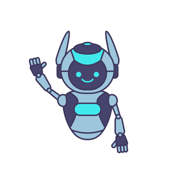 Robot karakter "Merhaba Merhaba vektör çizimi" diyor. Şirin robot çizgi film çizimi - Vektör, Görsel