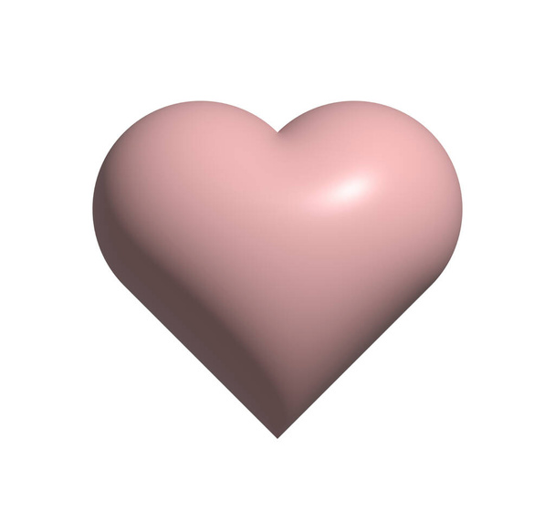 Corazón beige aislado sobre un fondo blanco. Elementos para el día de San Valentín. Día de la madre. renderizado 3d. Vista superior, plano - Foto, Imagen