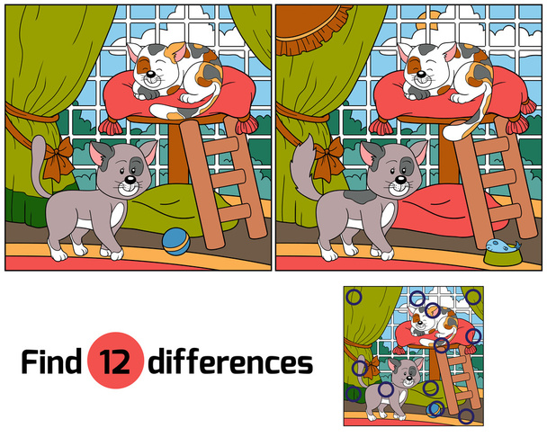 Encontrar diferenças (gatos
) - Vetor, Imagem